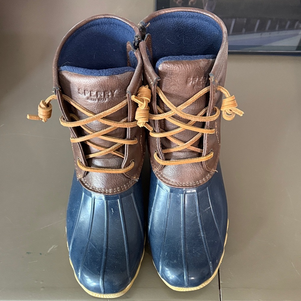 Sperry Kids Navy and Brown Rain Boots